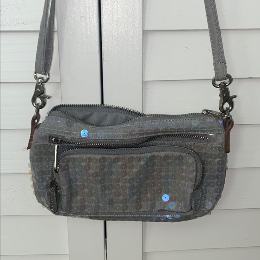 Crossbody denim sequence purse